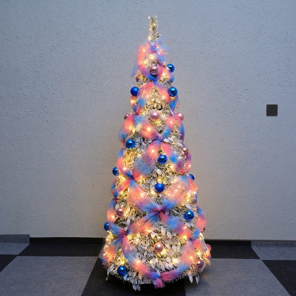 Árbol de Navidad retráctil plegable paquete doméstico decoración de Navidad árbol de torre de PVC 1.8m nuevo solo transfronterizo