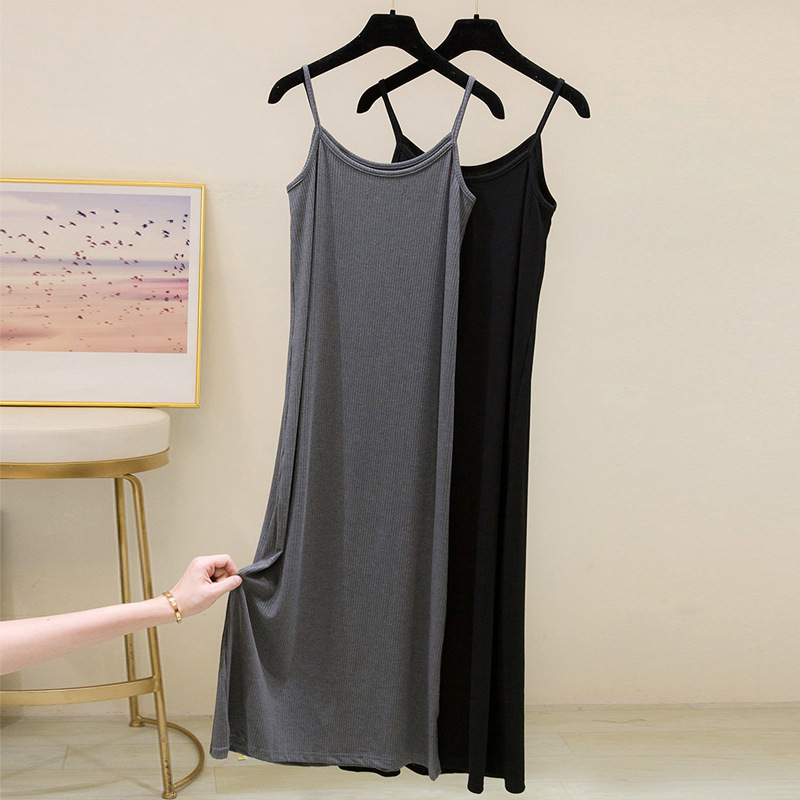 300g High-Quality High-Elastic Ribbed Cotton Camisole Dress for Women, Summer 2026 New Style, Base Layer Inner Tank Top Long Dress