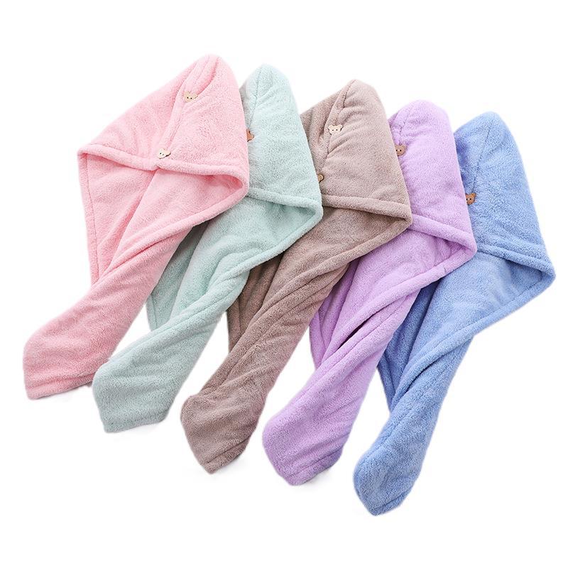 Dry Hair Hat Adult Cartoon Absorbent Dry Hair Towel Children's Head Bath Hat Factory Wholesale Thick Coral Fleece Head Scarf