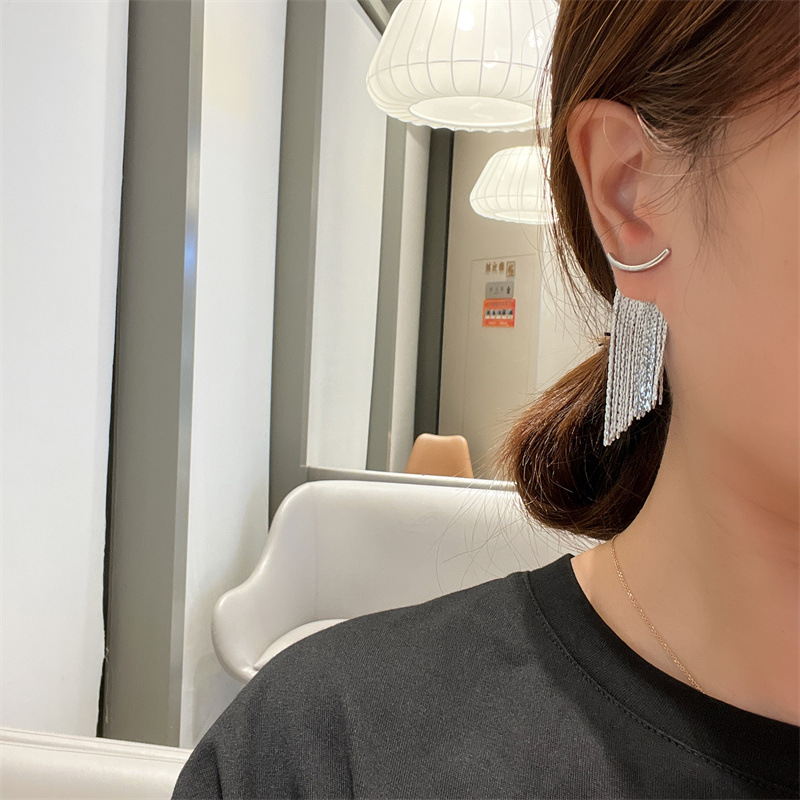 Fashion Solid Color Copper Tassel Plating Drop Earrings 1 Pair