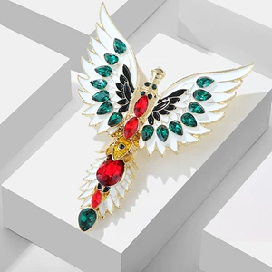 Lanhao Middle Ancient Vintage Retro Three-dimensional Heavy Industry Personalized Design Enamel Angel Wings Oil Drop Brooch