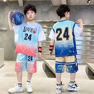 Boys Basketball Uniform Lakers No. 24 Kobe Bryant Short-Sleeved Jersey Student Basketball Training Uniform Kidsren's Sports Uniform Suit