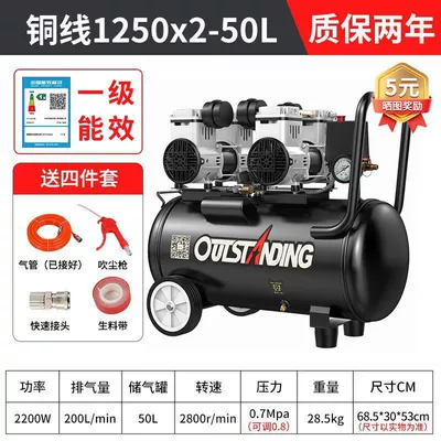 small air compressor oil-free Hava kompressorları - copper-2x1250-50l-quick-release-connector