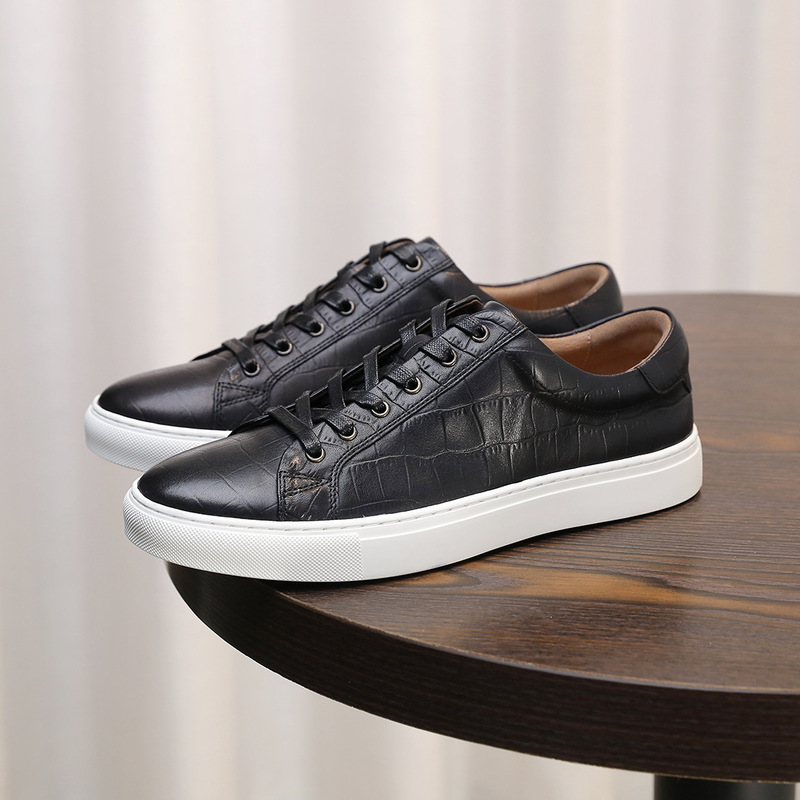 2025 New British Style Genuine Leather Crocodile Pattern Breathable All-match Men's Casual Shoes Sports Sneakers Men's Shoes