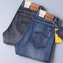 春夏sulee牛仔裤男士直筒休闲裤男宽松中年高腰弹力商务男裤