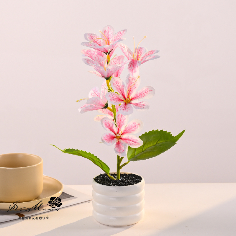 9 cabezas de serigrafía pequeña magnolia bonsai flor de simulación creativa decoración de estudio fotográfico para el hogar decoración planta verde artificial simulación en maceta
