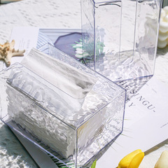 Transparent Acrylic Tissue Box Face Towel Creative Light Luxury Home Use Punch-Free Living Room Tissue Roll Paper Storage Box