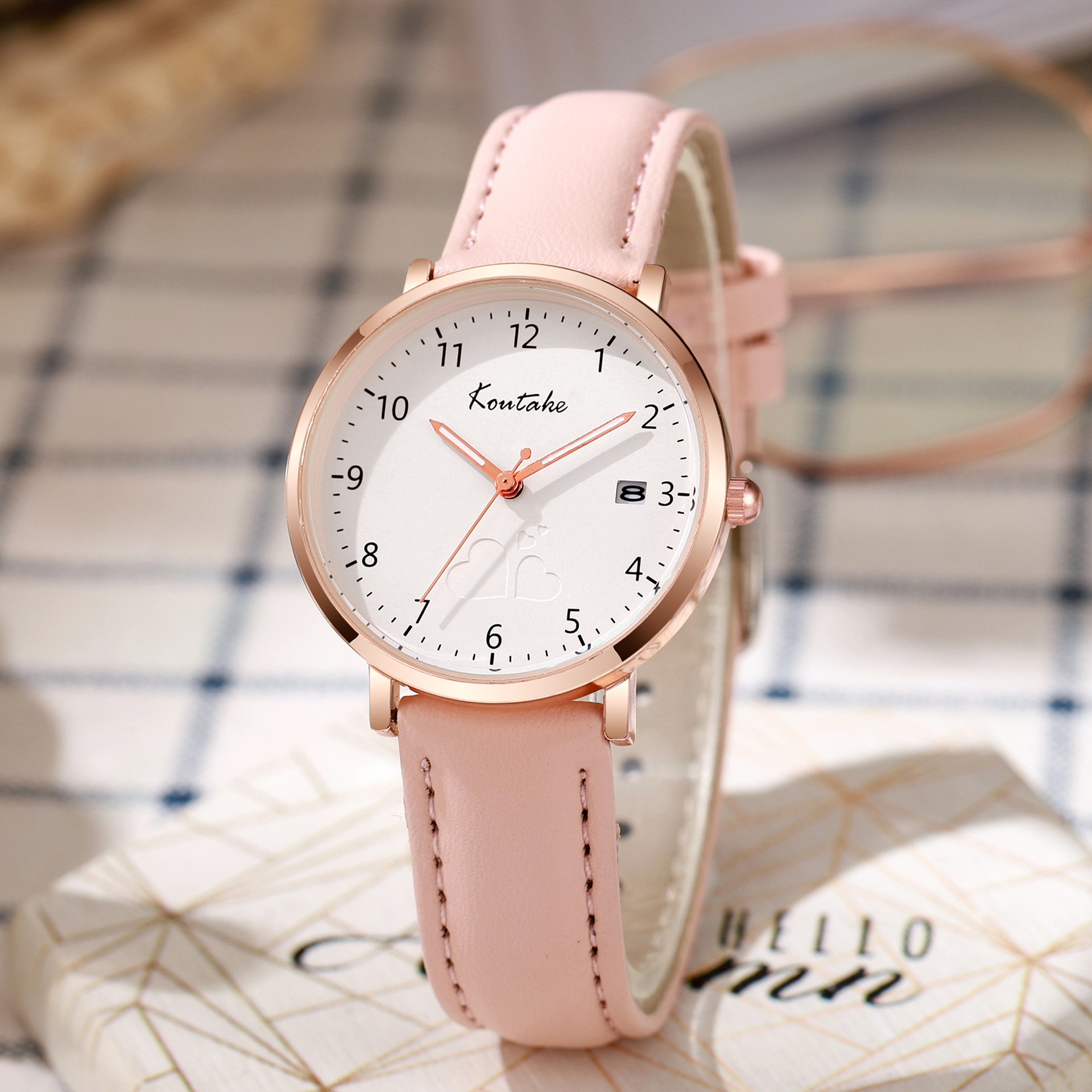 New Brand Korean Fashion Women's All-match Belt Watch Women's Niche Life Waterproof Calendar Student Party