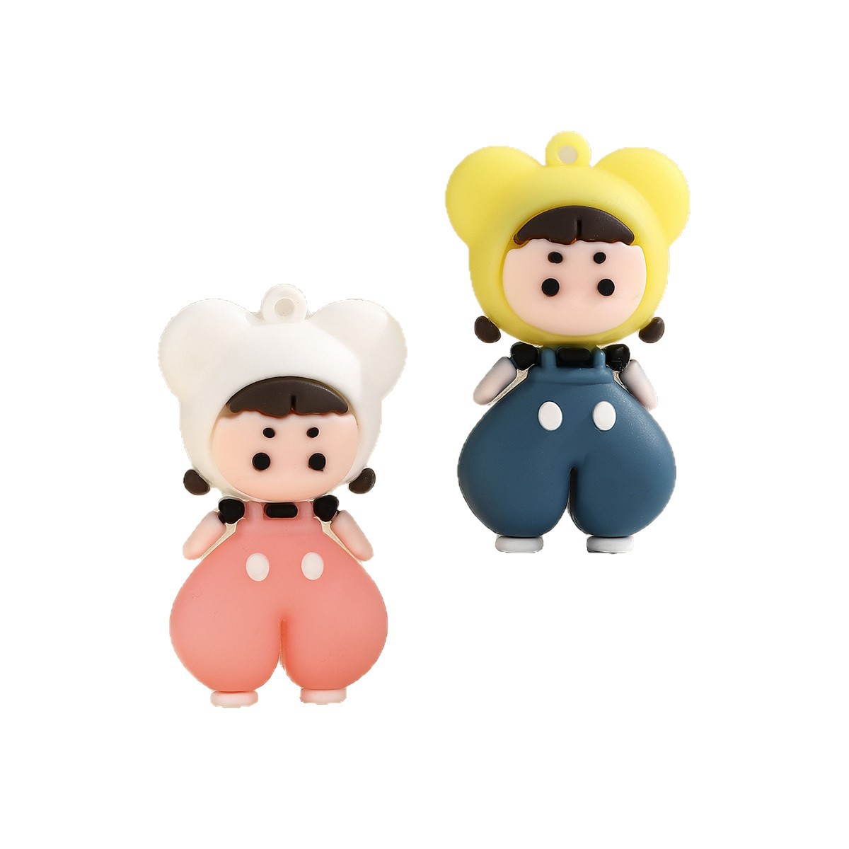 멜빵바지 소녀 캐릭터 신발 장식 참 키링 DIY 부자재