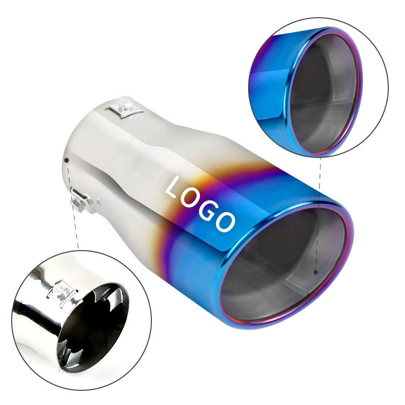 Factory direct supply modified single tail throat universal stainless steel exhaust pipe muffler car tail throat thickened grilled blue