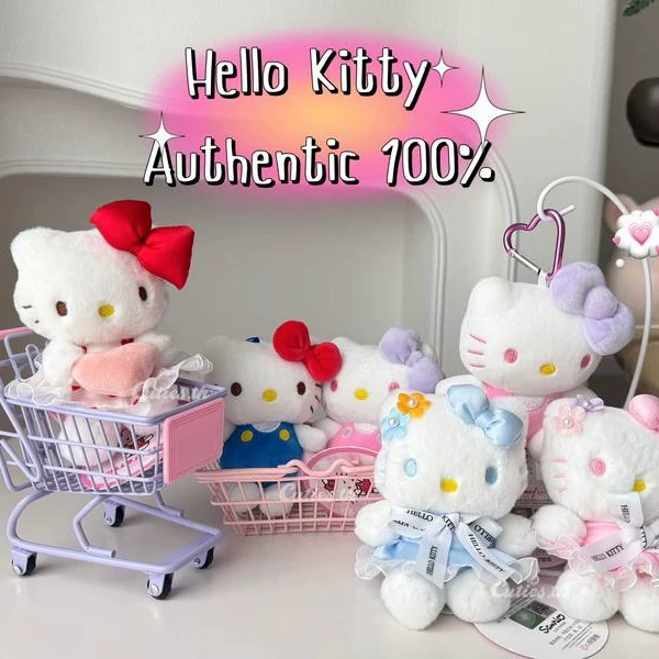 Hello Kitty, подлинная плюшевая кукла, подвеска, подарок на день рождения, украшенная