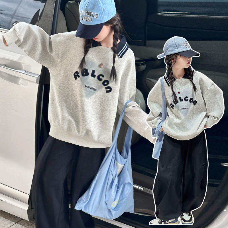 女童秋装卫衣2025新款儿童韩系中大童翻领polo衫上衣秋季跨境外贸|undefined