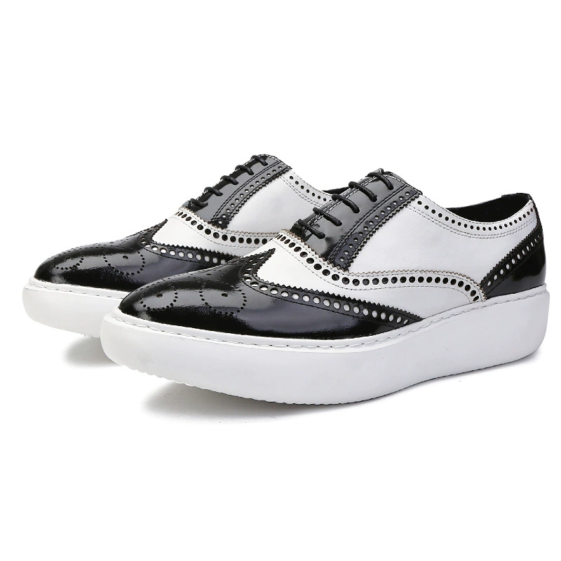 Новые кожаные туфли белые Броги из воловьей кожи модные туфли в британском стиле резиновая нескользящая подошва обувь ручной работы