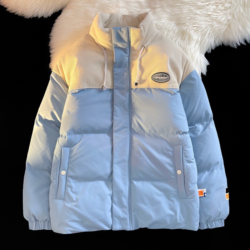 M - 8XL chaqueta de algodón de invierno marca de moda empalmado chaqueta de algodón de tamaño grande para hombres engrosado chaqueta de algodón de pluma a prueba de frío chaqueta de hombre gordo