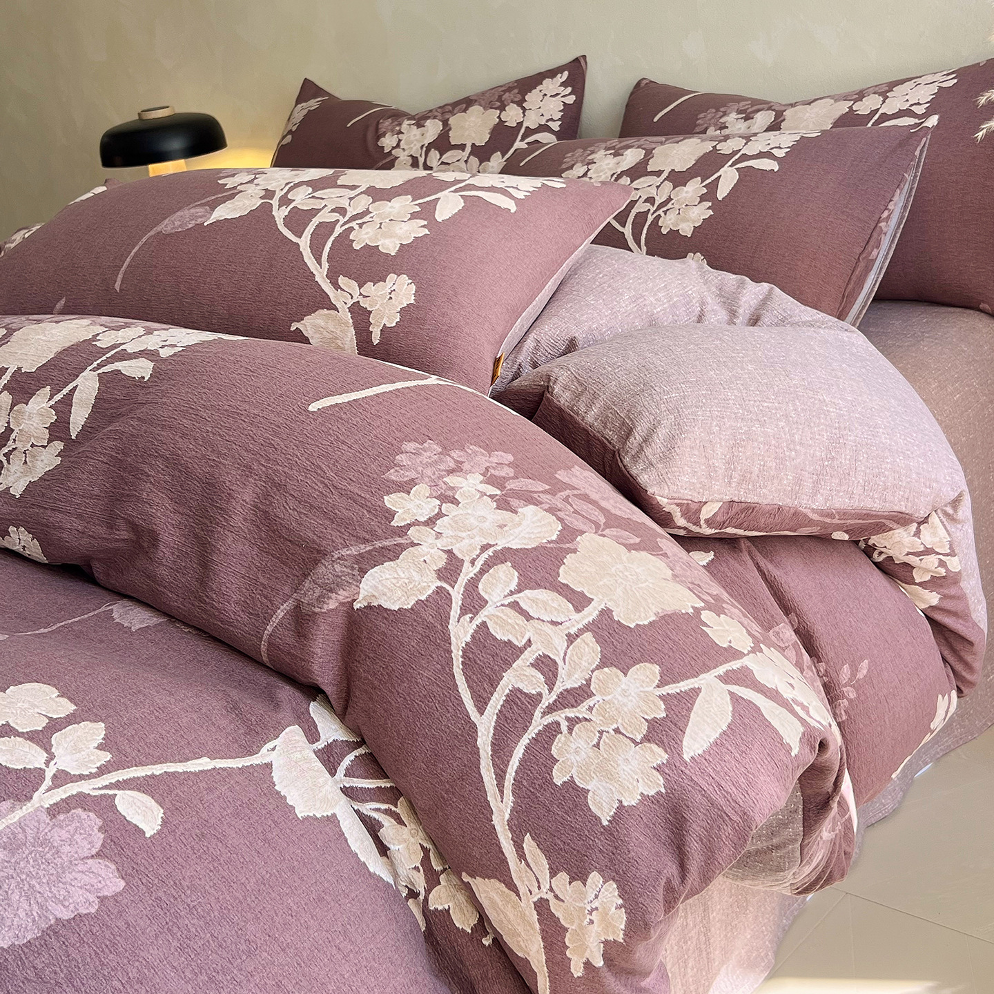 Nuevo algodón de alto peso, lino de cuatro piezas, ropa de cama desnuda para dormir, sábanas gruesas, cubierta de colchón de tres piezas