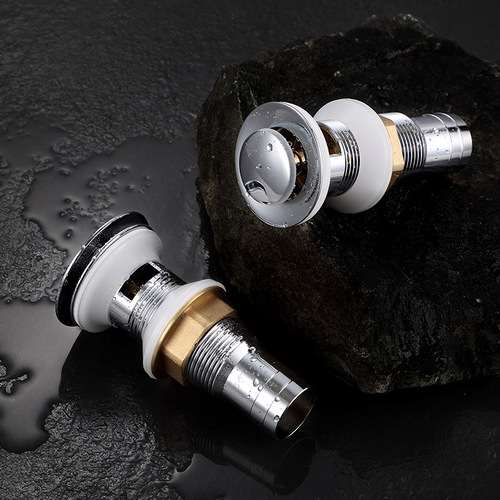 Full copper push-button overflow basin sink with bounce-type pivot flipboard odor-proof drain