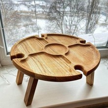 折疊式圓桌的便攜式酒桌迷你木制野餐桌便於攜帶可拆卸啤酒桌