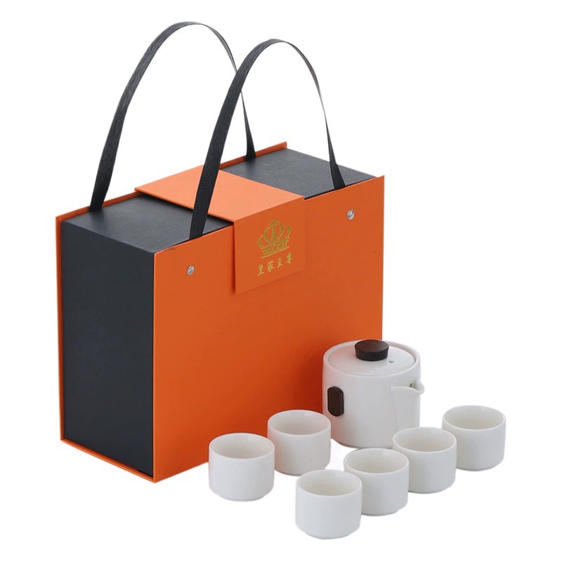 Деловые поездки Керамический чайный набор Портативный белый фарфоровый боковой горшок Кунг-фу Чайный набор Компания Ежегодная встреча Подарок по связям с общественностью Сопровождающий подарок