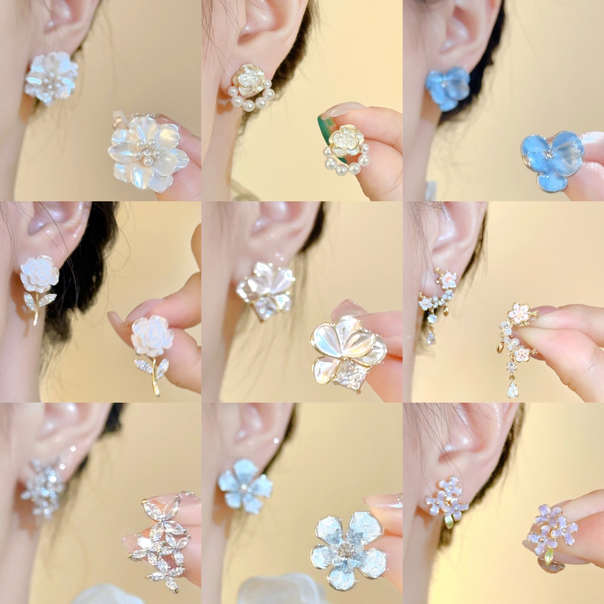 Pearl Mosquito Coil Disc Ear Clip, Feminine, Gentle, Pierced Earrings, Exquisite, Small, Flower, High-End Ear Clip Earrings