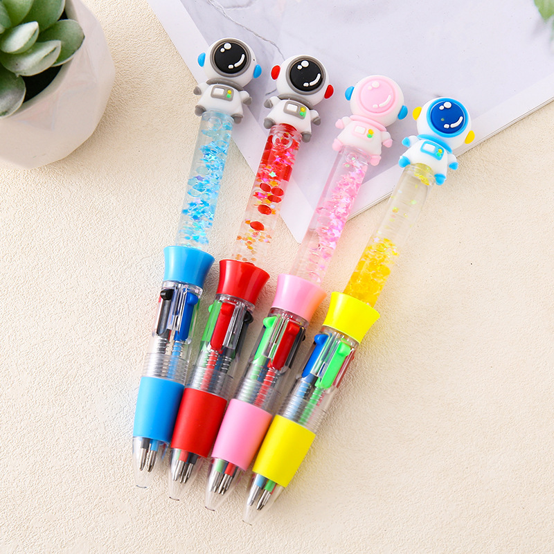 Pequeño astronauta fresco, arenas movedizas, bolígrafo de cuatro colores, papelería creativa, premio para estudiantes, regalo, herramienta de escritura, bolígrafo de aceite medio