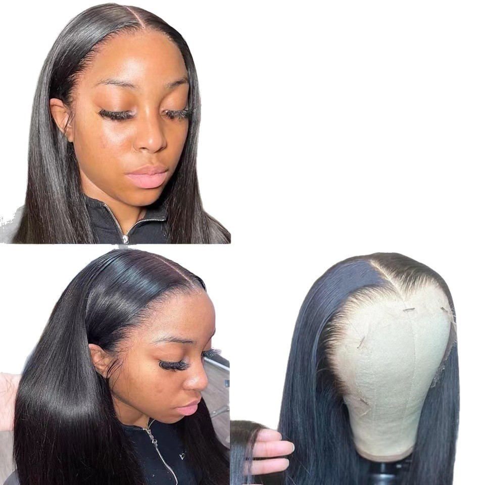 Women's Long Straight Synthetic Hair Wig Lace Front Full Headpiece European American Style High Temperature Fiber_voghion.com