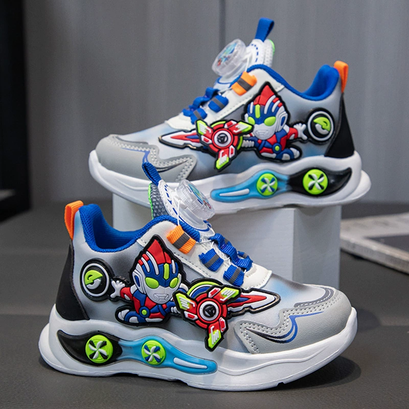 Детские спортивные кроссовки, мягкие кроссовки для бега, новые повседневные кроссовки с мультяшным принтом осень 2025, универсальные нескользящие баскетбольные кроссовки