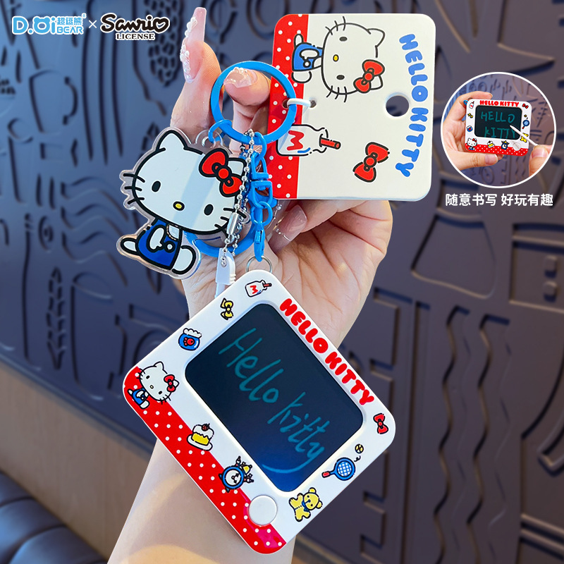 Authentic Hellokitty Mini Graffiti Drawing Board Keychain School Bag Pendant Cartoon Kt Cat Key Chain Small Gift
