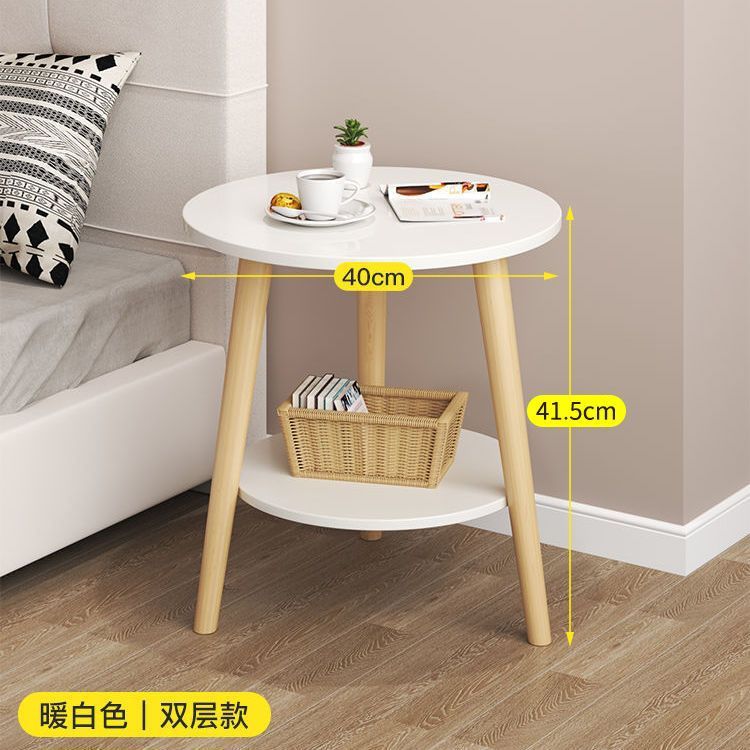 边几小圆桌简约小茶几ins小桌子卧室迷你实木圆形小边桌沙发边柜|undefined