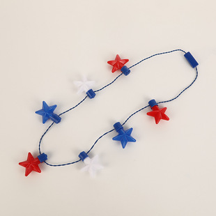 American Independence Day LED Luminous Necklace 7 Lights 9 Lights Necklace Independence Day Pentagram Luminous Light String Party Carnival