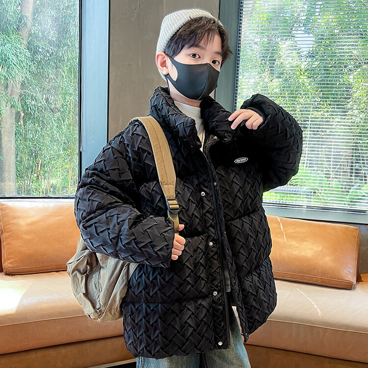 男童时尚羽绒服2024冬季新款中大儿童装男孩洋气宽松白鸭绒面包服