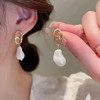 Silver needle, design earrings from pearl, silver 925 sample, Korean style, flowered, simple and elegant design, trend of season