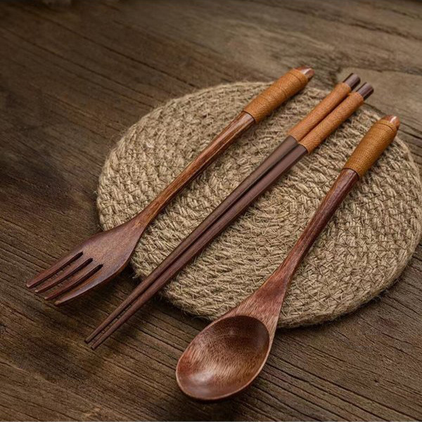 숟가락과 포크 젓가락 (다크 브라운 라인)