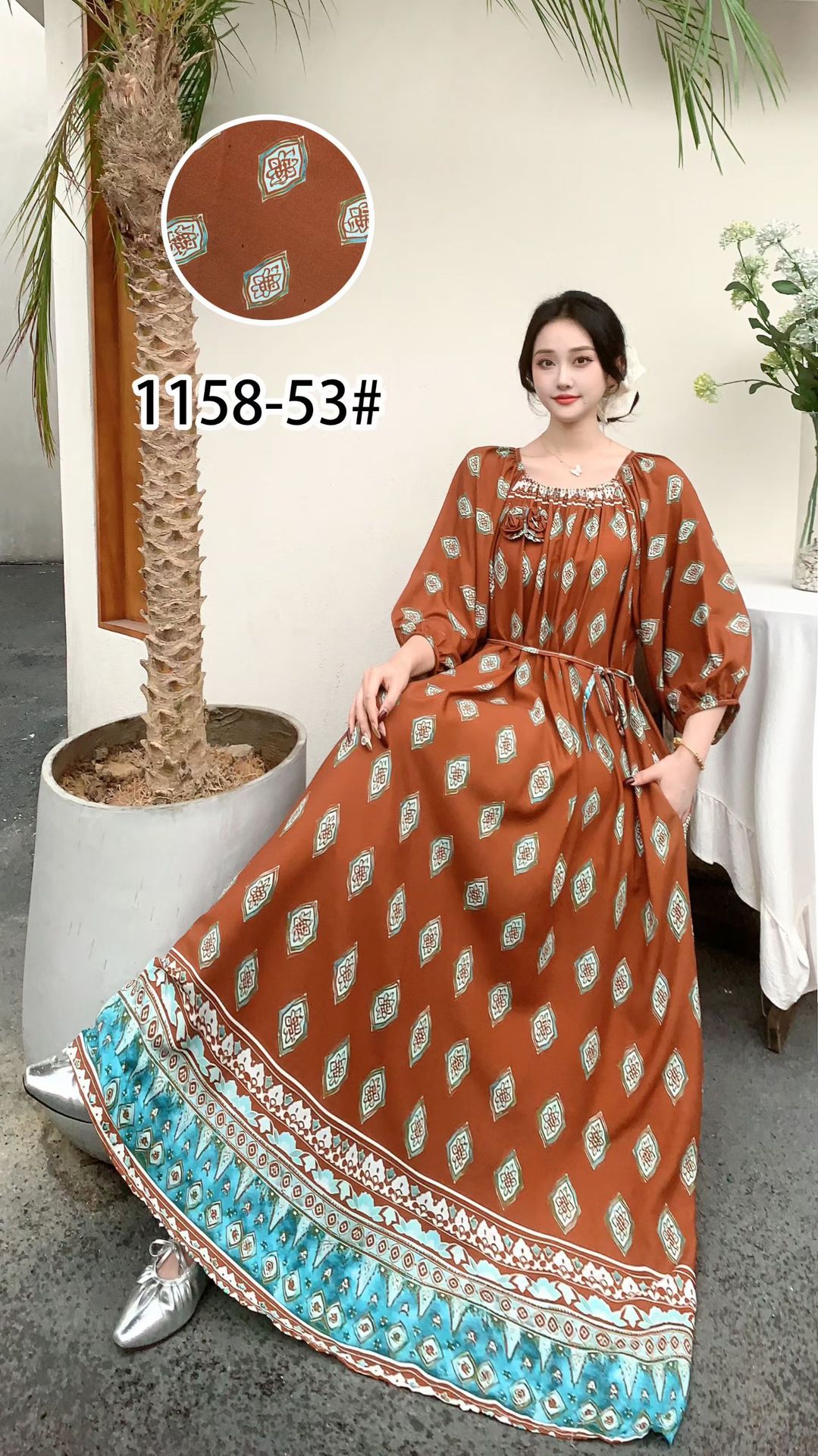 Ropa de mujer de talla grande transfronteriza europea y americana, vestido informal de algodón largo hasta la rodilla, holgado y cómodo, para verano, ropa de maternidad.