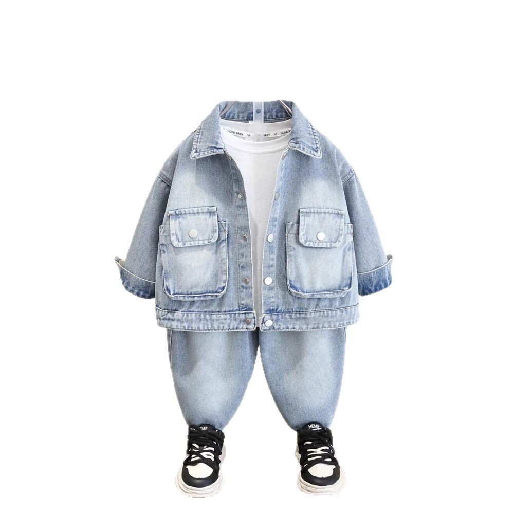 7573 traje de mezclilla para niños modelos de primavera y otoño 2025 nuevo traje de dos piezas de moda de primavera para niños