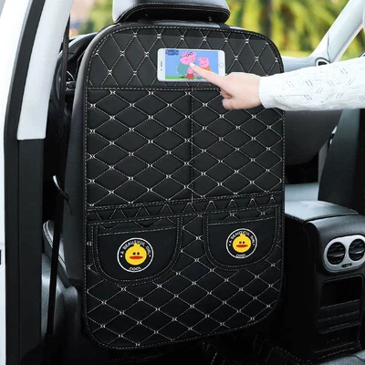 Chair back anti-kick pad Rear Seat Interior Accessories, Children's - yellow-duckling-long-style-anti-kick-storage