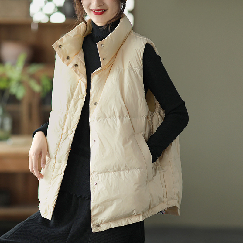 Women's Short down Vest with 90% Duck Down, Women's down Jacket Vest, Women's Outerwear Vest