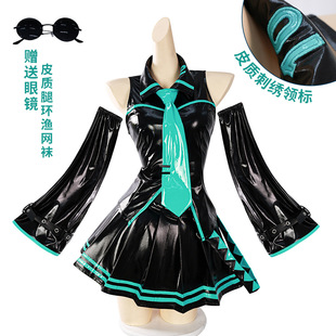 Initial Tone VOCALOID Future Initial Tone Formula Suit Black Patent Leather cos Suit Secondary Animation Color Suit Cross Border