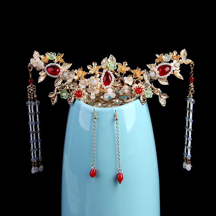 漢服頭飾套裝古風流蘇步搖流蘇全套唯美簪子古典發冠發簪全套發飾