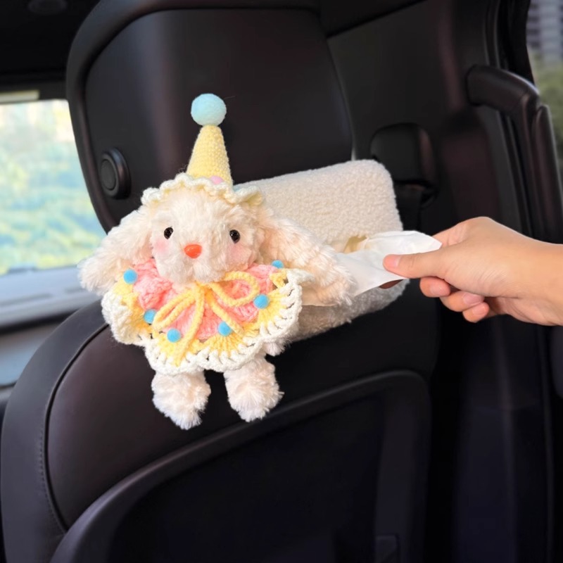 Creative Rabbit Car Tissue Box Storage Car Hanging 2025 New High Sense Car Doll Lady