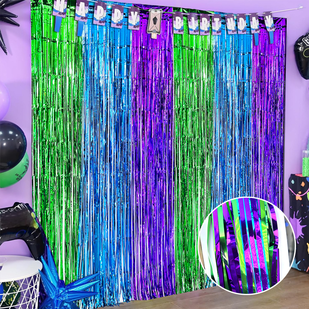 Transfronterizo 2m cortina de seda de lluvia de dos colores suministros de fiesta de fiesta fondo de decoración cumpleaños diseño de eventos del día de San Valentín cortina de seda de lluvia