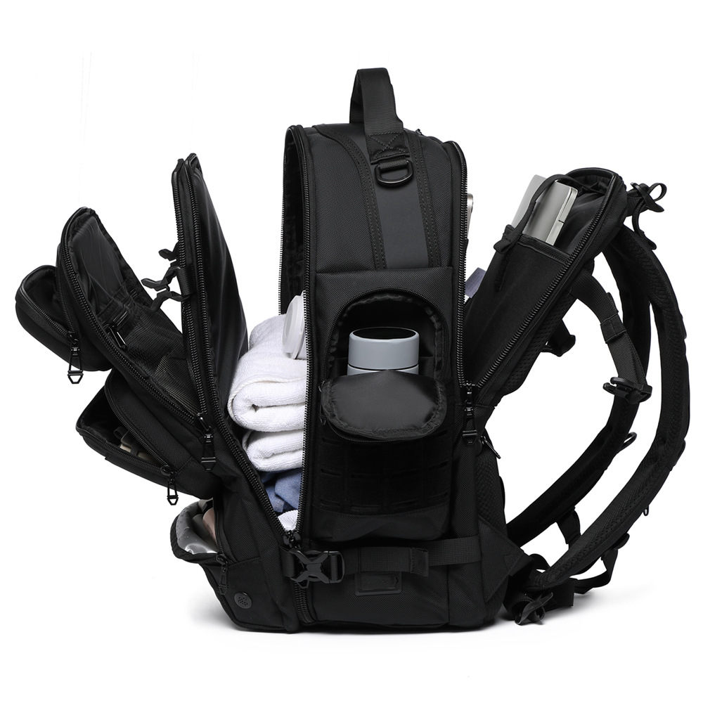 OZUKO, bolsa de viaje de gran capacidad, mochila impermeable para hombre, compartimento multifuncional para ordenador, mochila táctica para exteriores