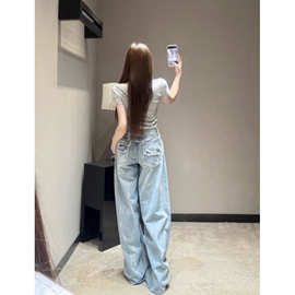 2026新款复古弯刀牛仔裤女 时尚百搭高腰宽松显瘦阔腿长裤