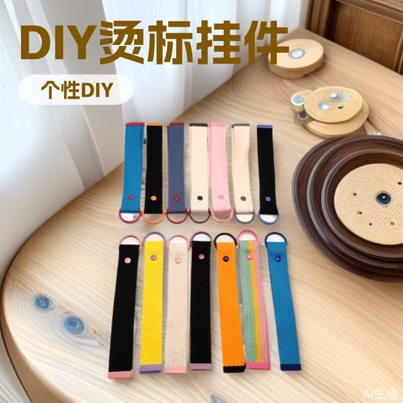 Korean Style Ins Colorful Canvas with DIY Iron-On Labels, Handmade Personalized Contrasting Color Luggage Strap, Keychain Buckle