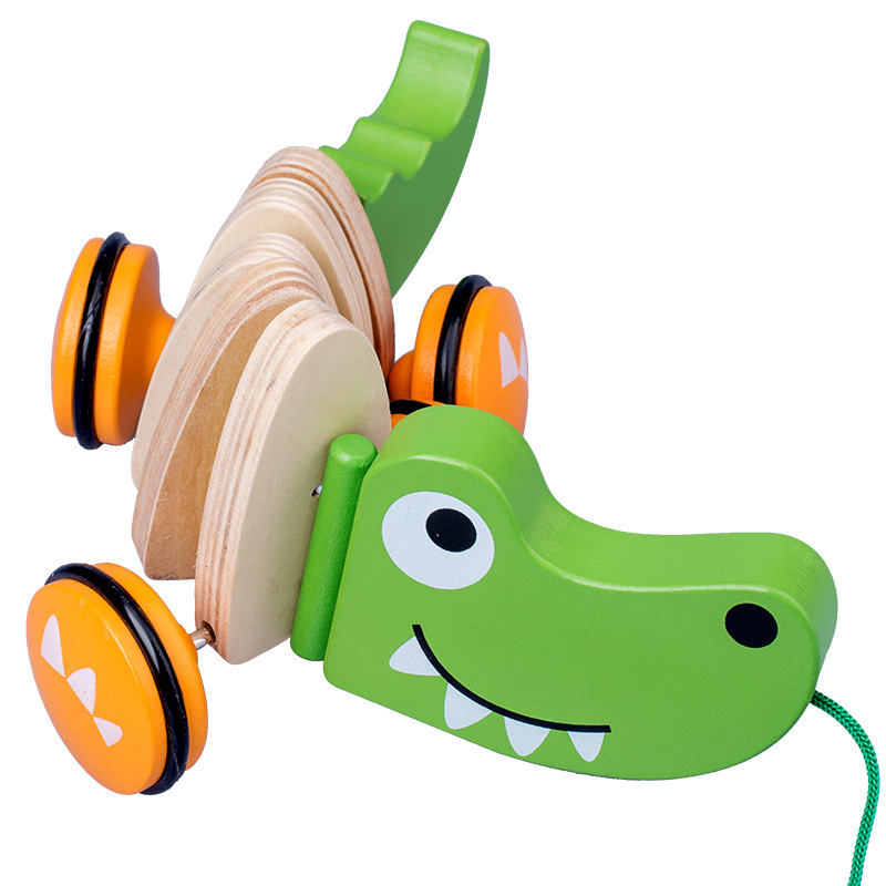 Weiweihu Educación temprana para niños Tractor de cuerda Animal Cocodrilo Puppy Tractor para niños pequeños Tractor Juguetes transfronterizos de Amazon