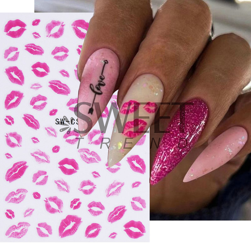 Cross-border New Valentine's Day Nail Art Stickers Ins Europe and America Retro Sexy Pink Lips Love 3D Nail Patch Cross-border New Valentine's Day Nail Art Stickers Ins Europe and America Retro Sexy Pink Lips Love 3D Nail Patch