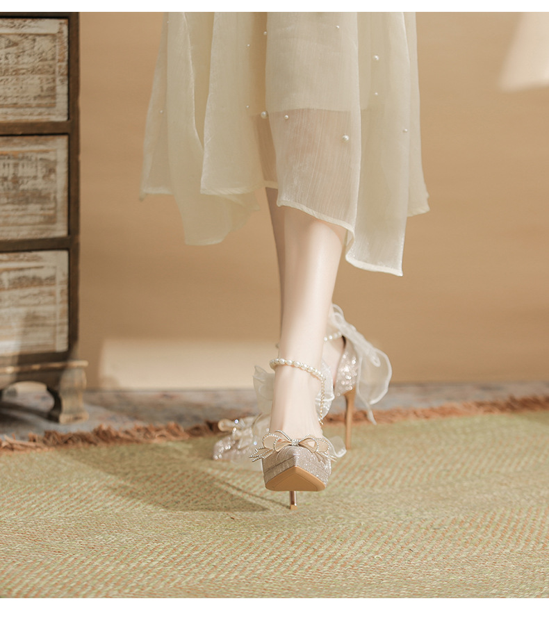 Stiletto Heels With Bowknot For Women, Elegant Platform Pumps_voghion.com