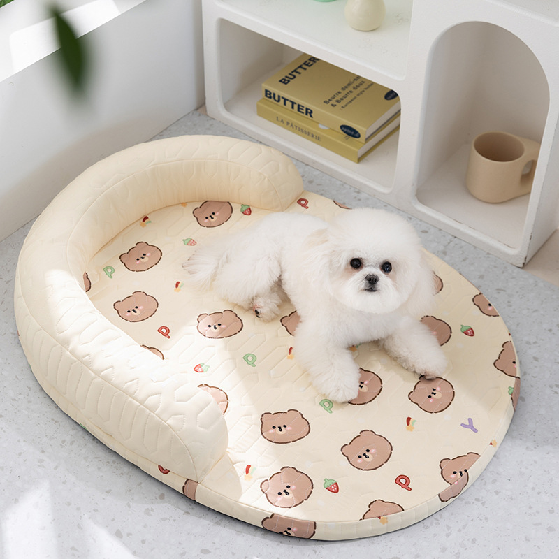 Primavera y verano de dibujos animados perros en forma de U almohada colchón de látex cojín perro gato nido sofá gato nido cojín de mascota