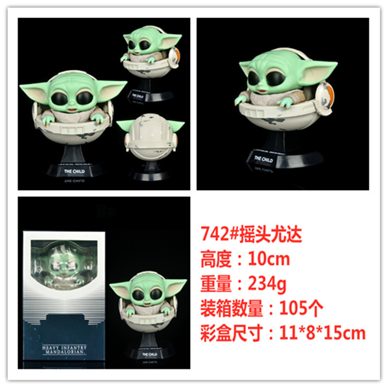 HT Star Wars Mandalorian Baby Yoda Cosbaby Sacudiendo la cabeza Muñeca Adornos