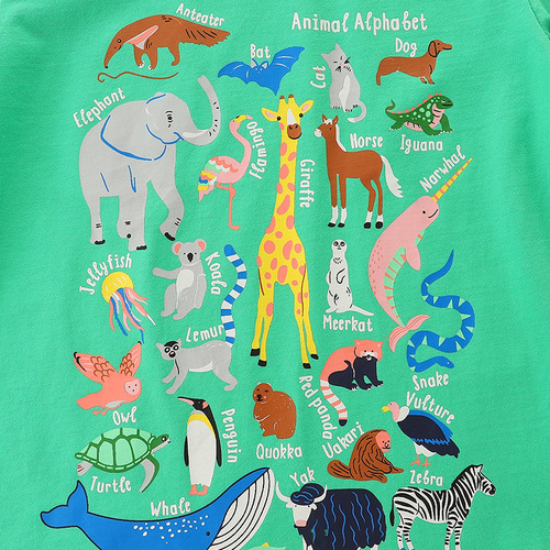 An item for dropshipping: Children's Short Sleeve T-shirt with Cartoon Animal Print, Unisex, Summer New Arrival