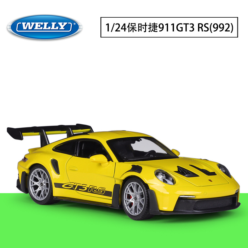 WELLY威利1:24保时捷911GT3RS(992)跑车仿真合金成品汽车模型玩具